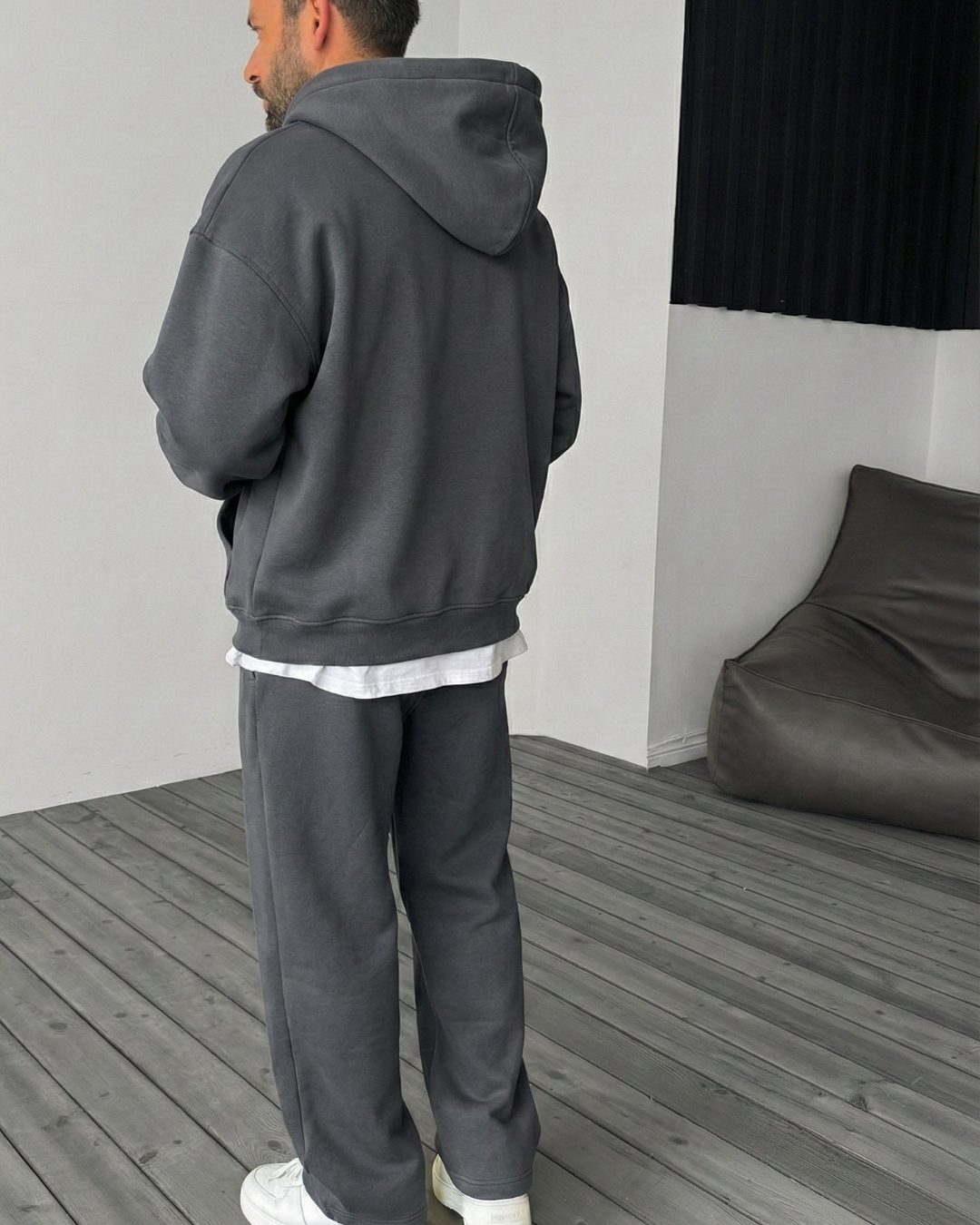 Smoked Gray Zip-Up Hoodie