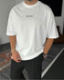 White "Adults Swim" Printed Oversize T-Shirt - Broek