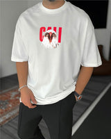 White "Eagle" Printed Oversize T-Shirt - Broek