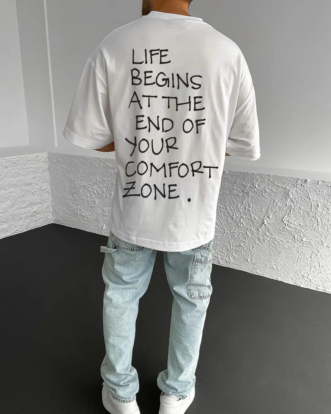 White Life Printed Oversize T-Shirt - Broek