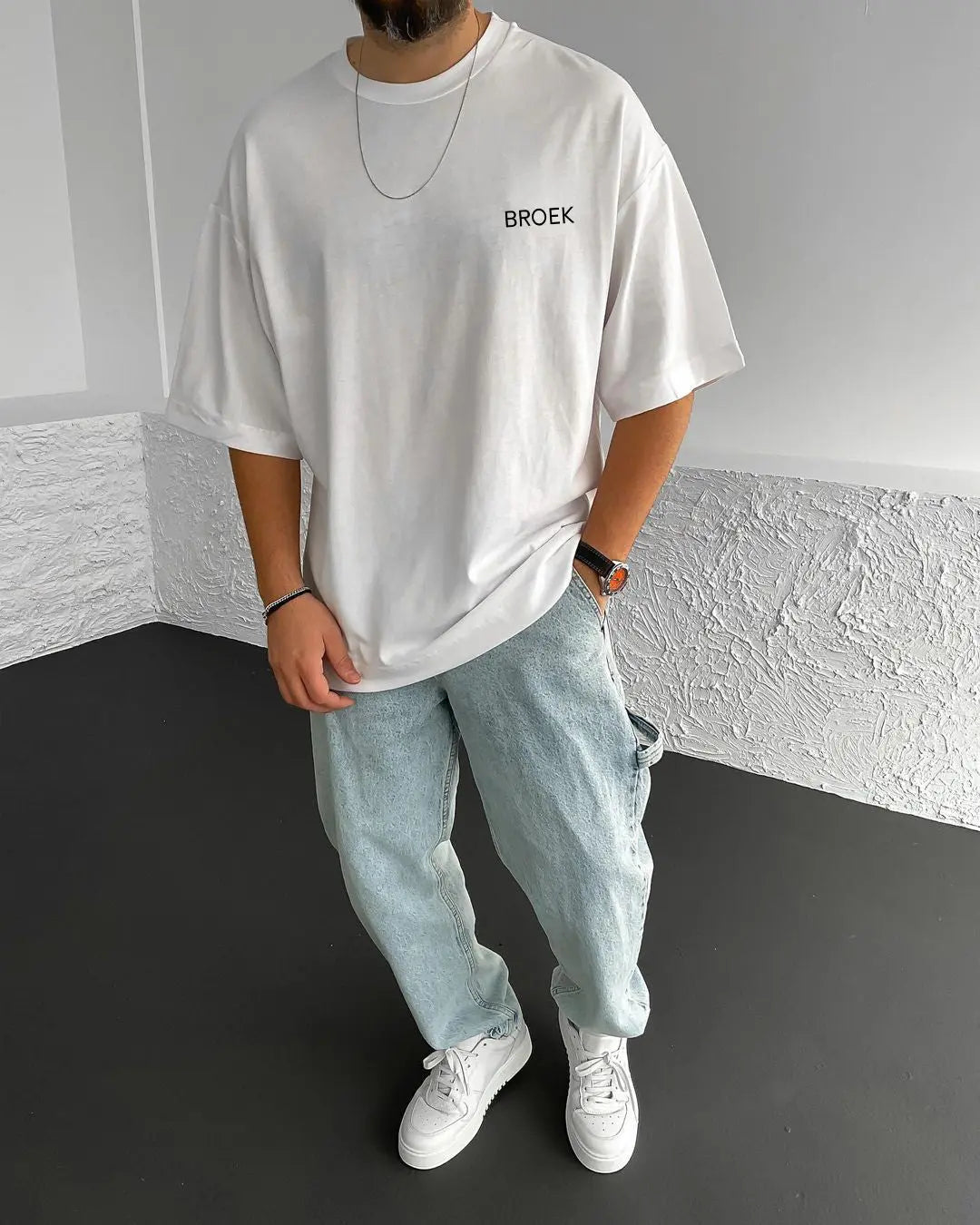 White Life Printed Oversize T-Shirt - Broek