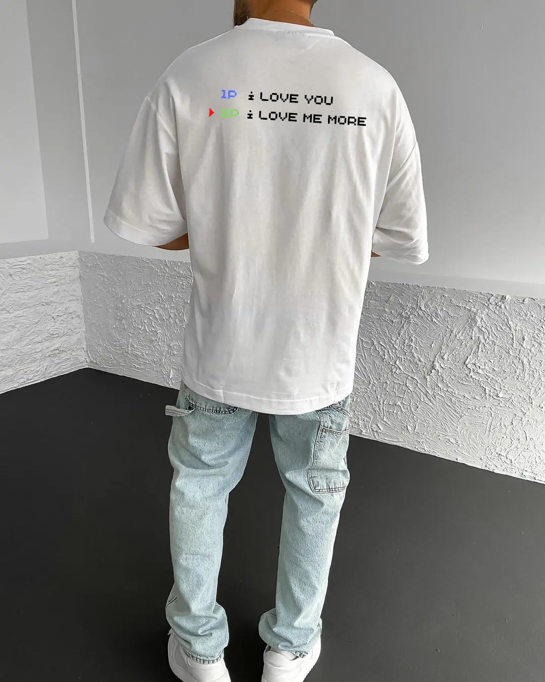 White Love Printed Oversize T-Shirt - Broek