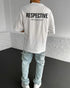 White Respective Printed Oversize T-Shirt - Broek