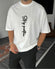 White "Stay Positive" Printed Oversize T-Shirt - Broek