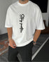 White "Stay Positive" Printed Oversize T-Shirt - Broek