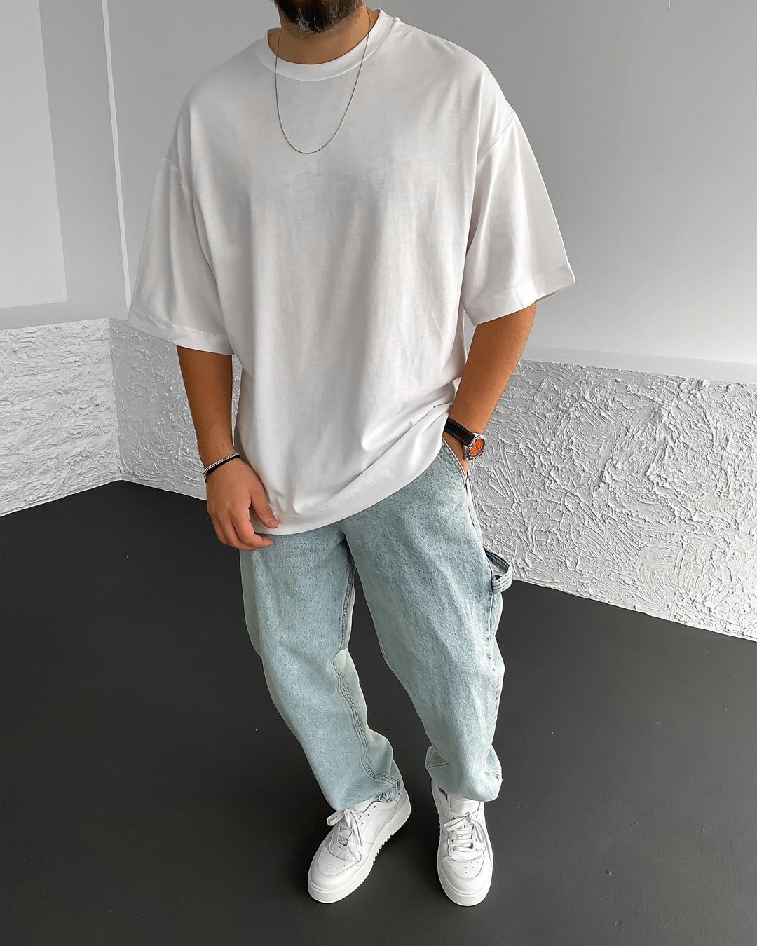 White What Printed Oversize T-Shirt - Broek