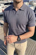 Knitted Polo T-Shirt – Dark Grey