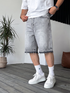 Grey Wash Unfinished Hem Denim Shorts