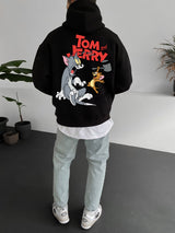 Black "tom-jerry" Printed Oversize Hoodie Broek