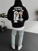 Black "tomorrow-will-be-butter" Printed Oversize Hoodie Broek