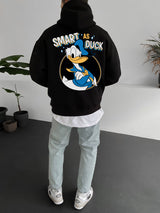 Black "smart-as-duck" Printed Oversize Hoodie Broek