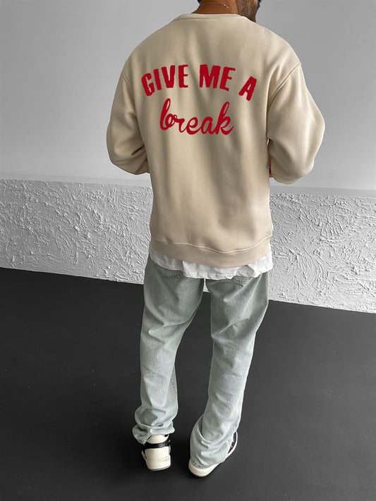Beige "Break" Printed Oversize Sweatshirt