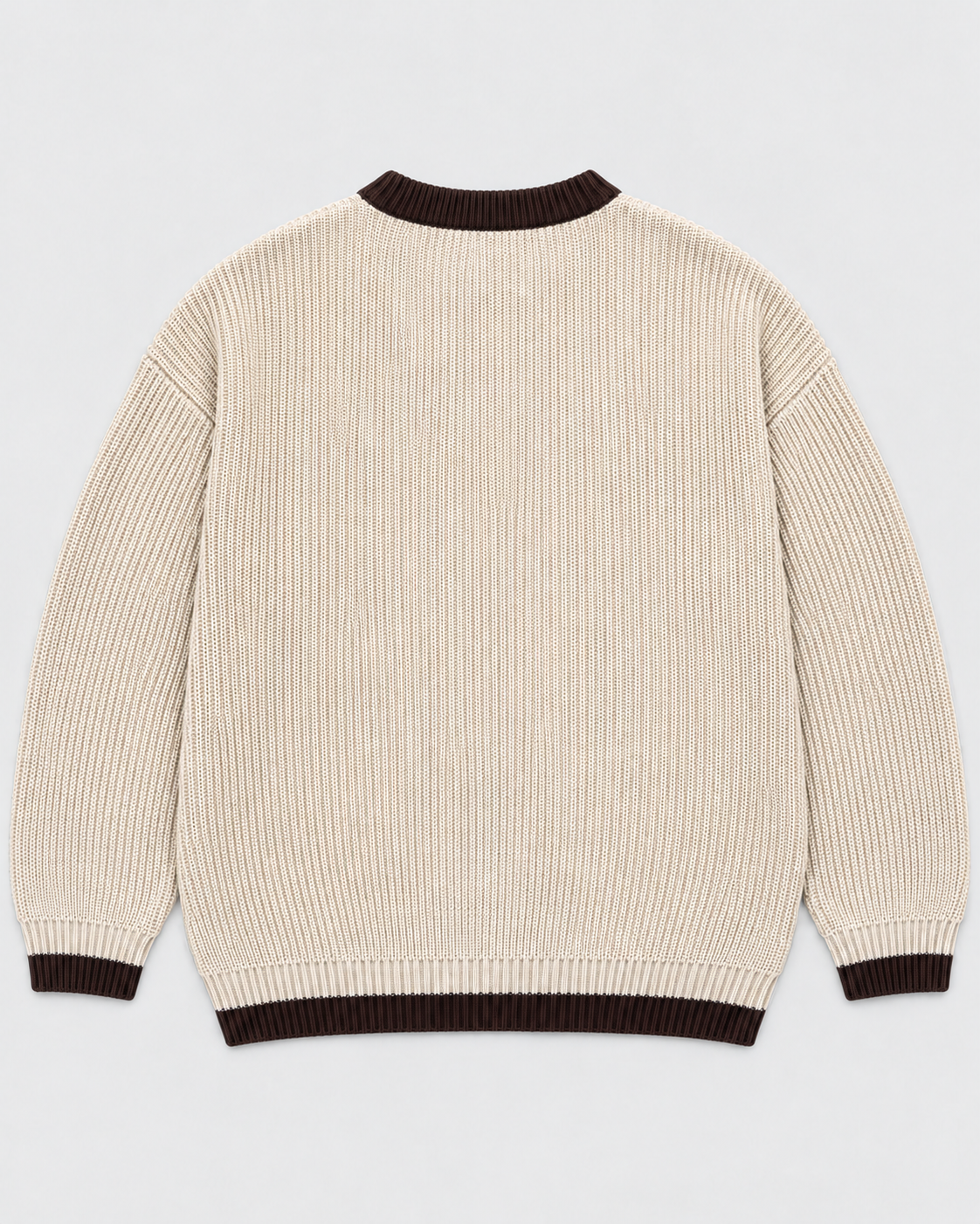 BROEK beige contrast-trim knit sweater — flat back