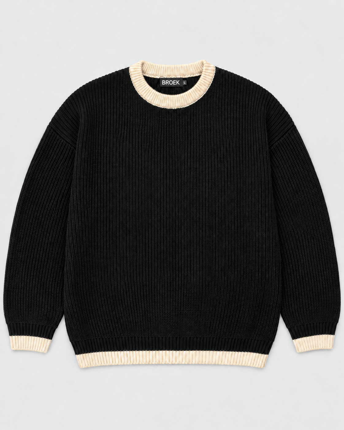 BROEK black contrast-trim knit sweater - flat front