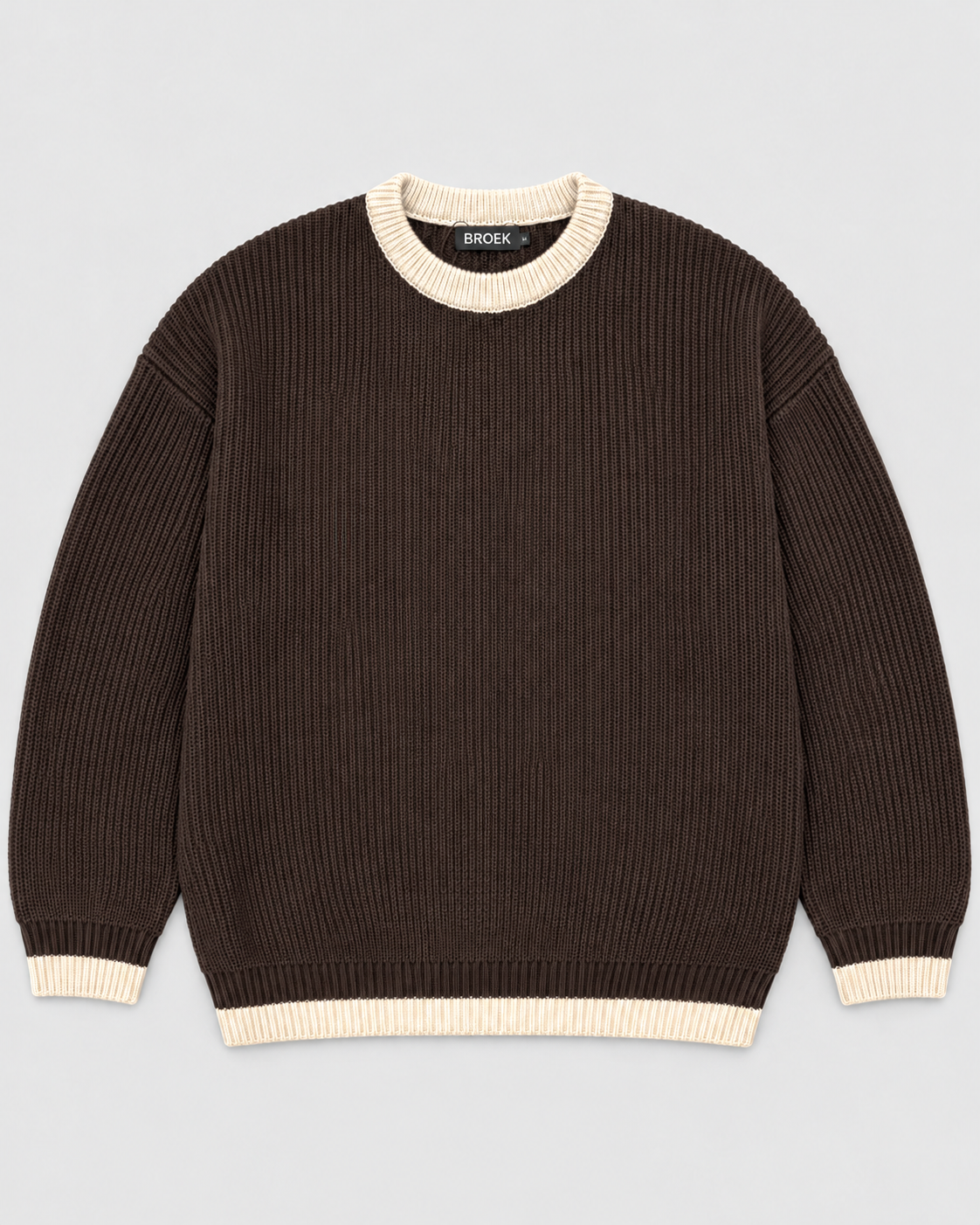 BROEK brown contrast-trim knit sweater - flat front