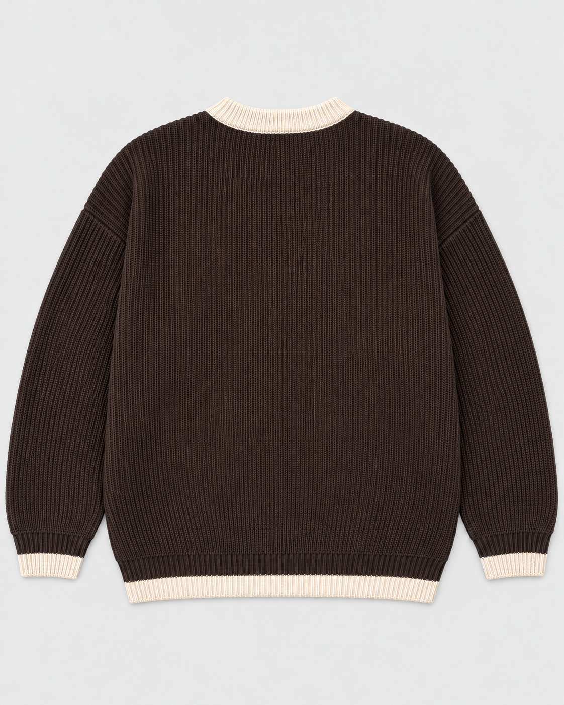 BROEK brown contrast-trim knit sweater - flat back