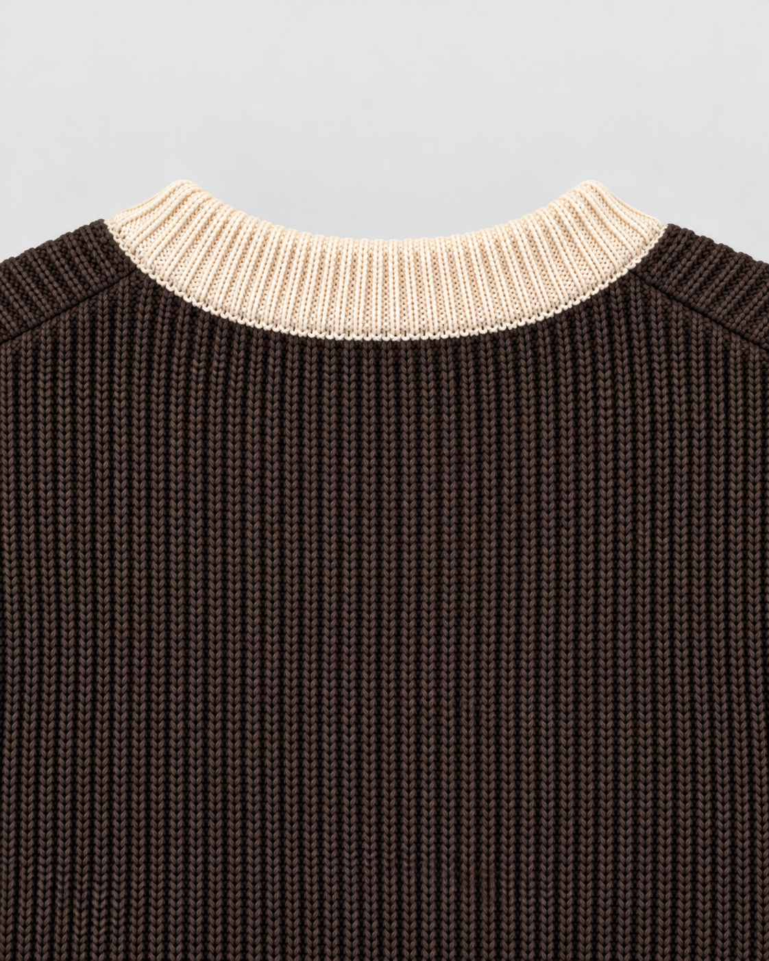 BROEK brown contrast-trim knit sweater - neckline knit detail