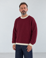 Contrast Trim Knit Sweater - Burgundy