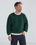 Contrast Trim Knit Sweater - Dark Green