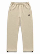 BROEK beige embroidered patch sweatpants, front view
