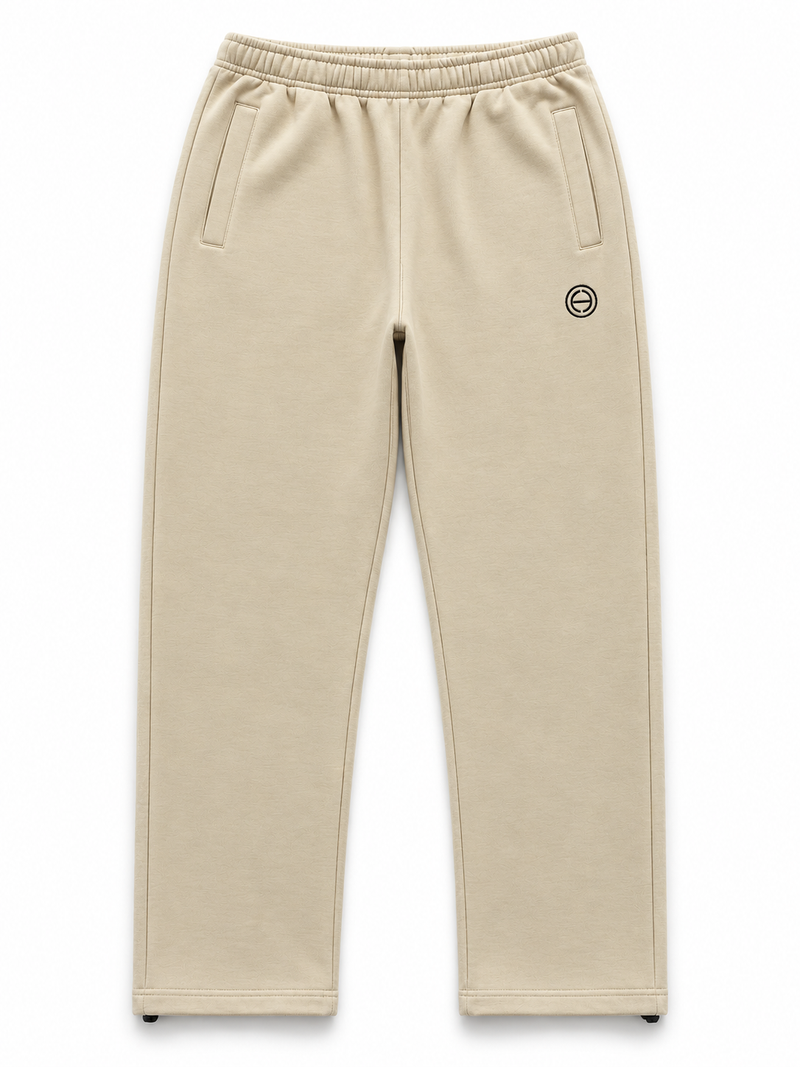 Embroidered Patch Sweatpants - Beige