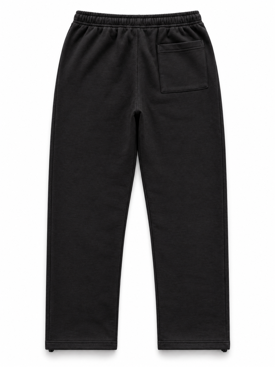 BROEK black embroidered patch sweatpants, back view