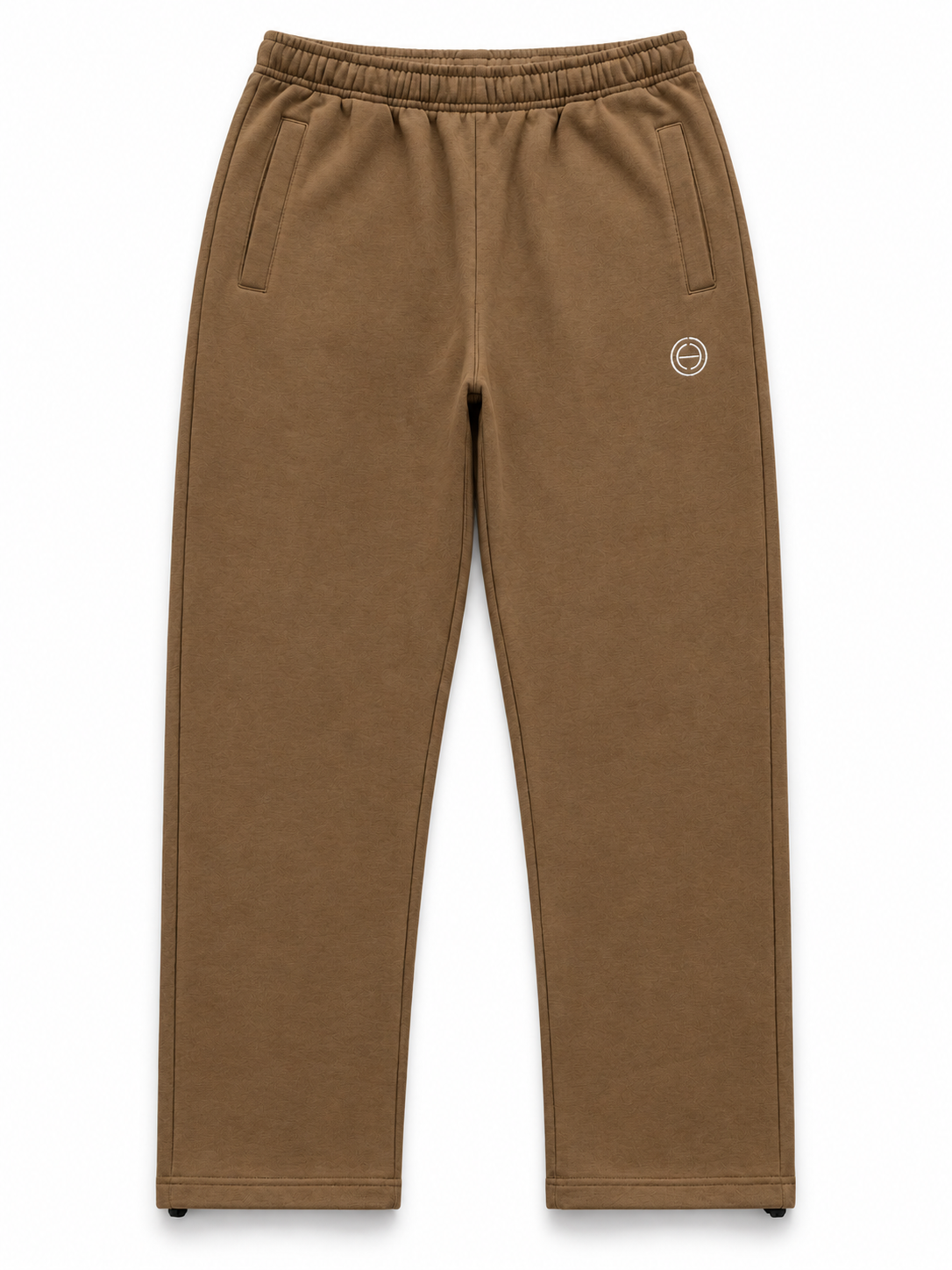 BROEK brown embroidered patch sweatpants, front view