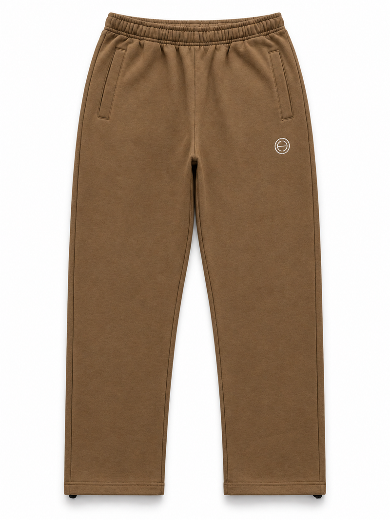 Embroidered Patch Sweatpants - Brown
