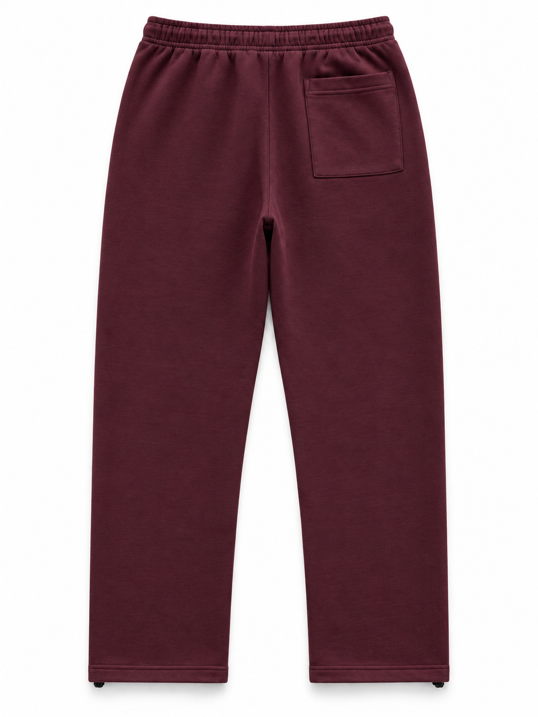 BROEK burgundy embroidered patch sweatpants, back view