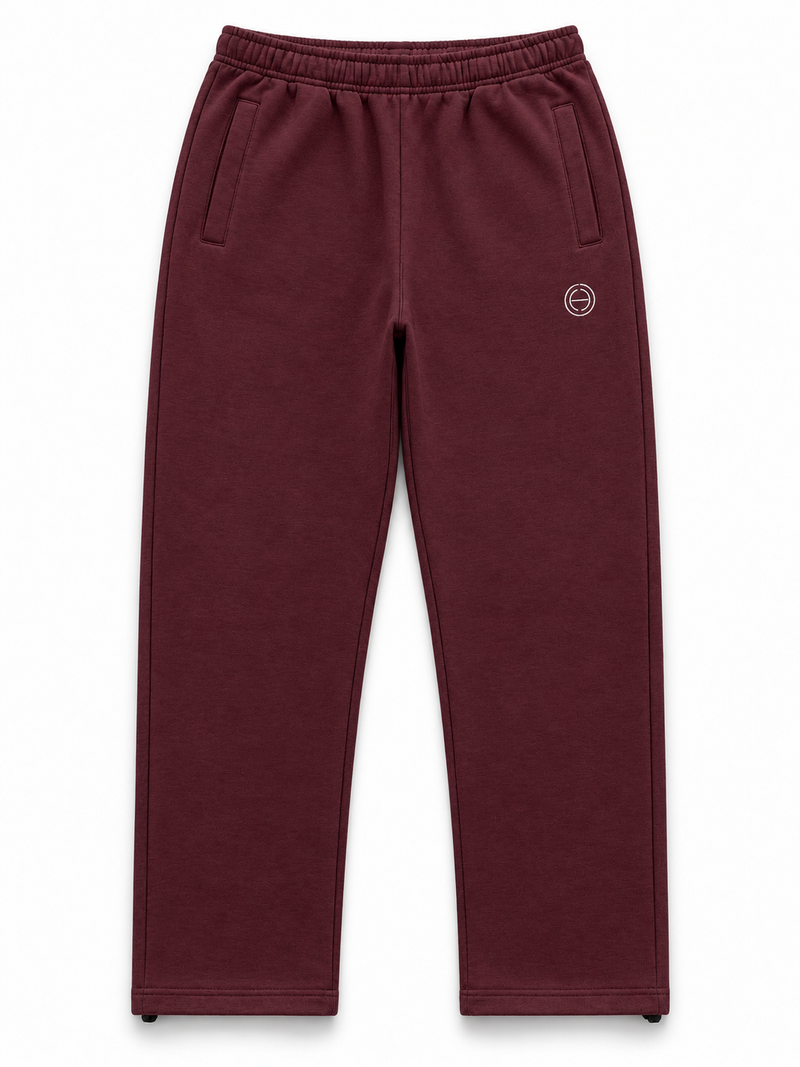 Embroidered Patch Sweatpants - Burgundy