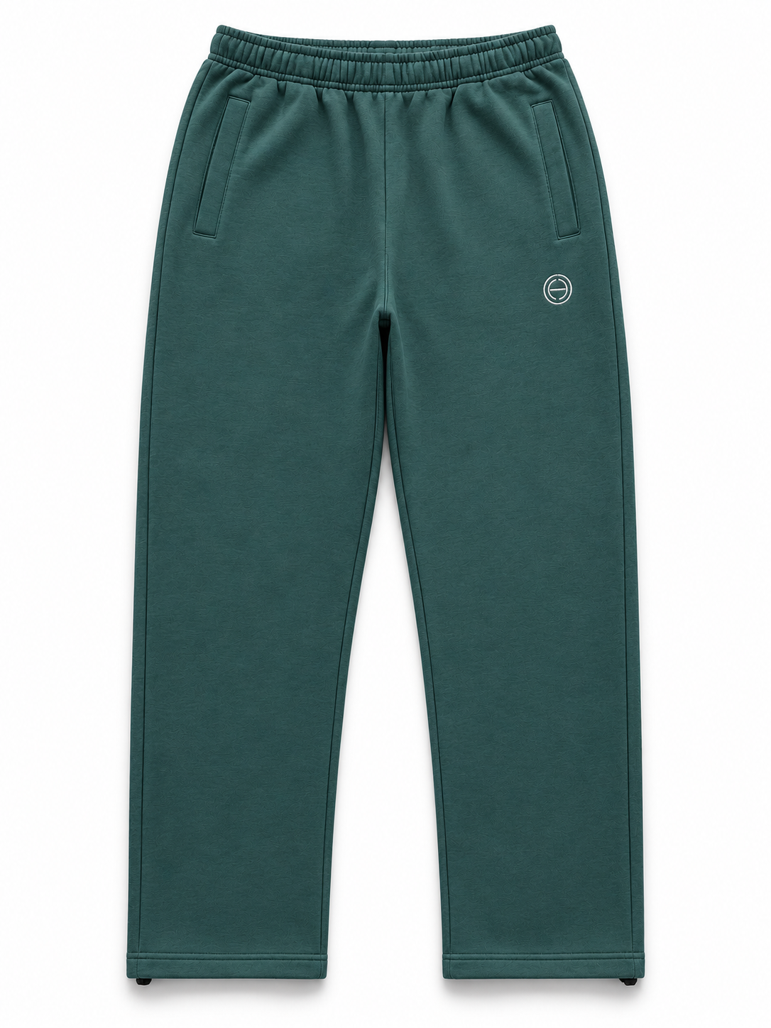 BROEK dark green embroidered patch sweatpants, front view