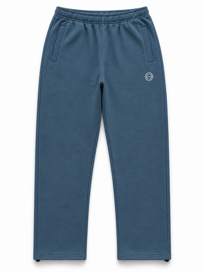 Embroidered Patch Sweatpants - Petrol Blue