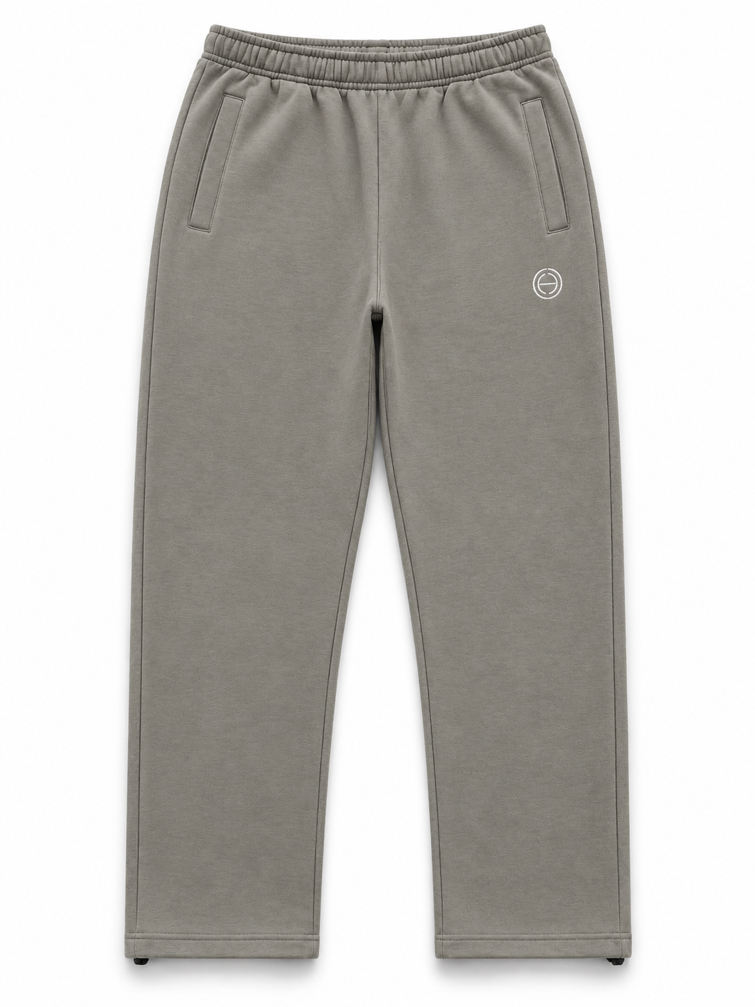 BROEK taupe embroidered patch sweatpants, front view