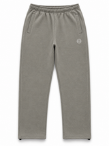 BROEK taupe embroidered patch sweatpants, front view
