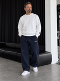 Boxy Sweatsuit – White / Navy
