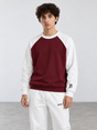 Colorblock Raglan Crewneck – Burgundy / White