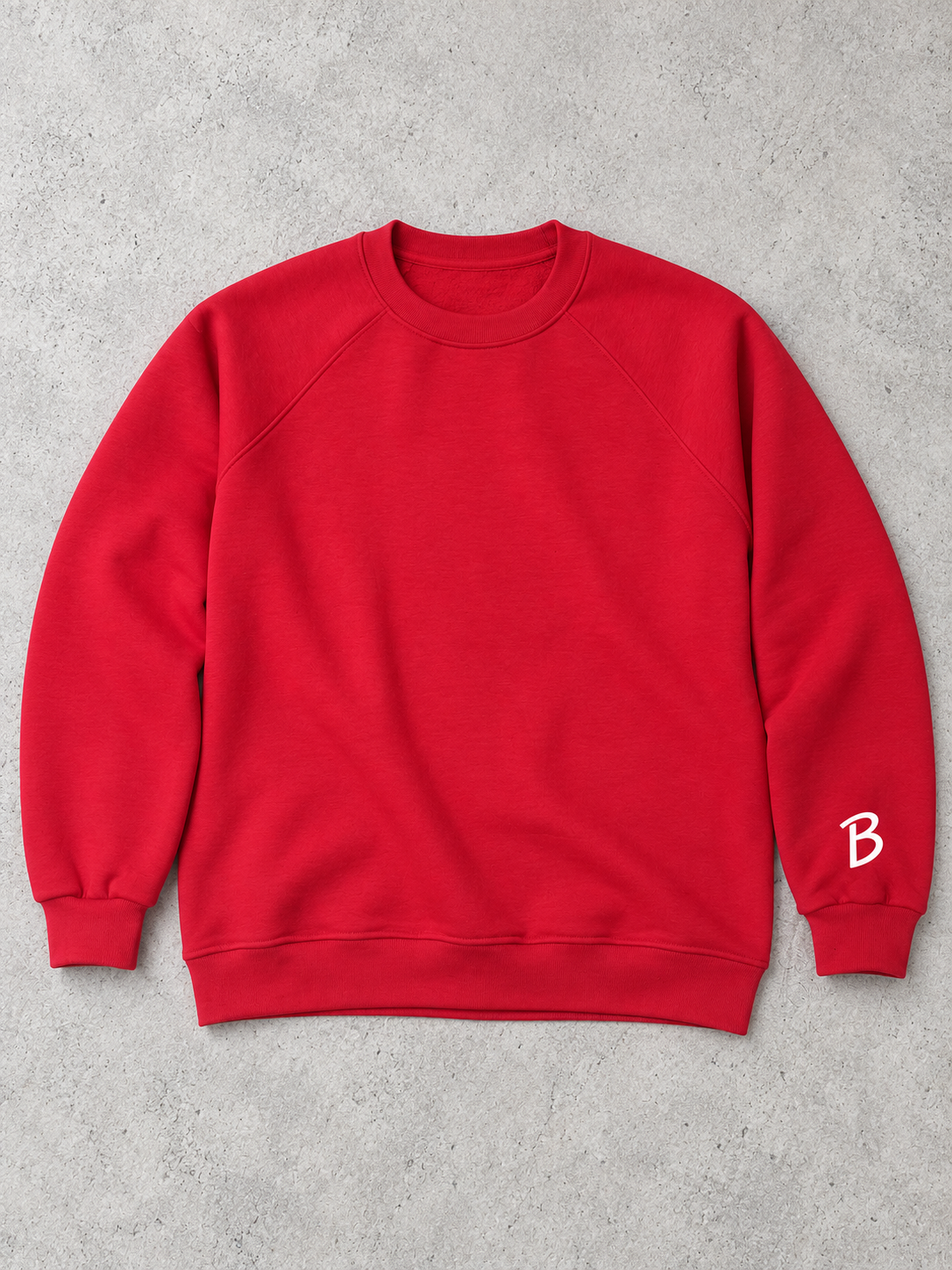 BROEK Raglan Crewneck – Red — القطعة من الأمام — فلات لاي