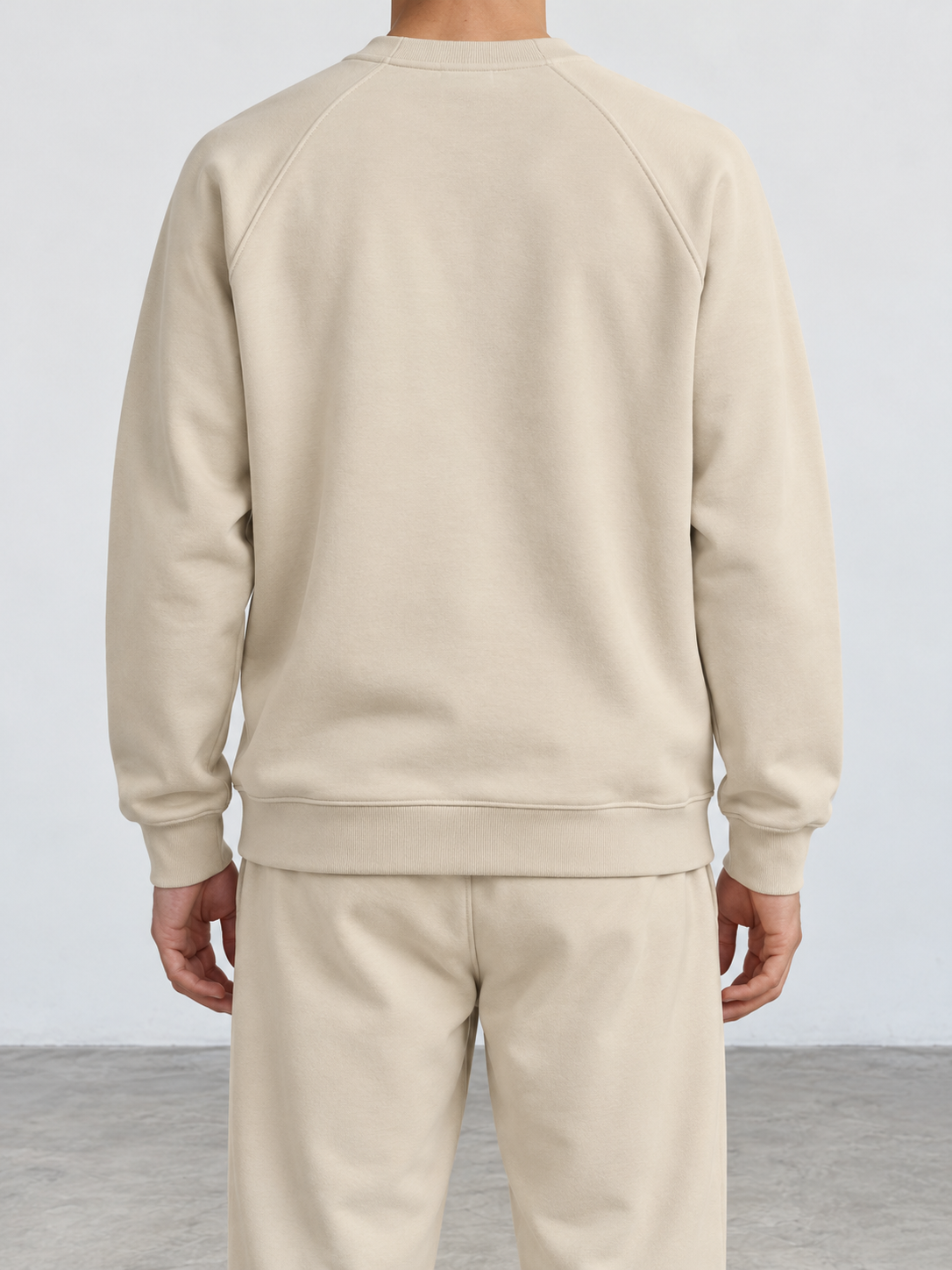 BROEK Raglan Crewneck – Beige — كادر خلفي — السويتشيرت