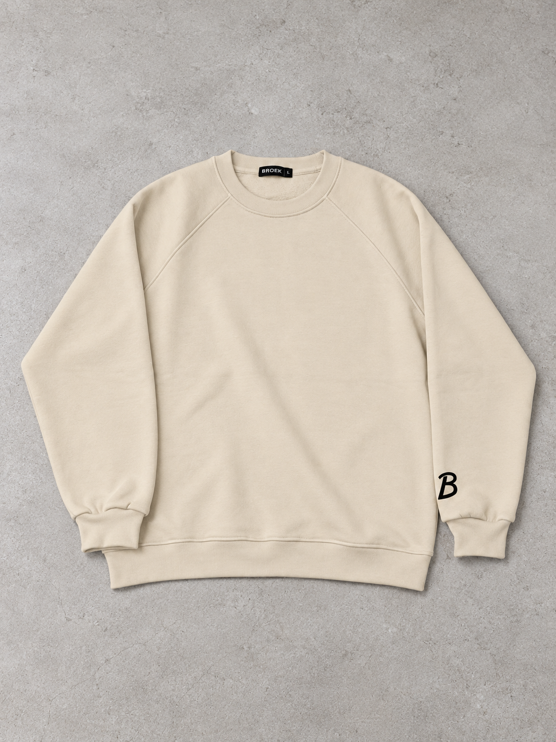BROEK Raglan Crewneck – Beige — القطعة كاملة — أمامي مسطّح