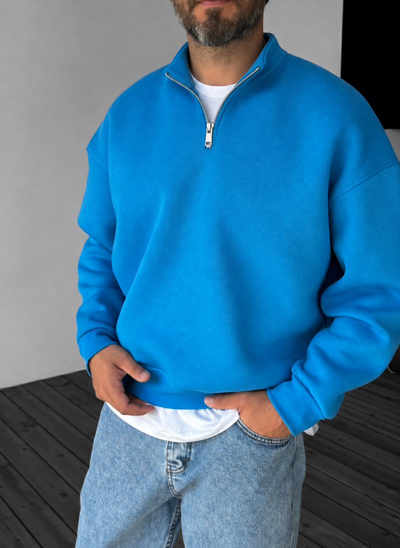 Quarter-Zip Sweatshirt - Blue