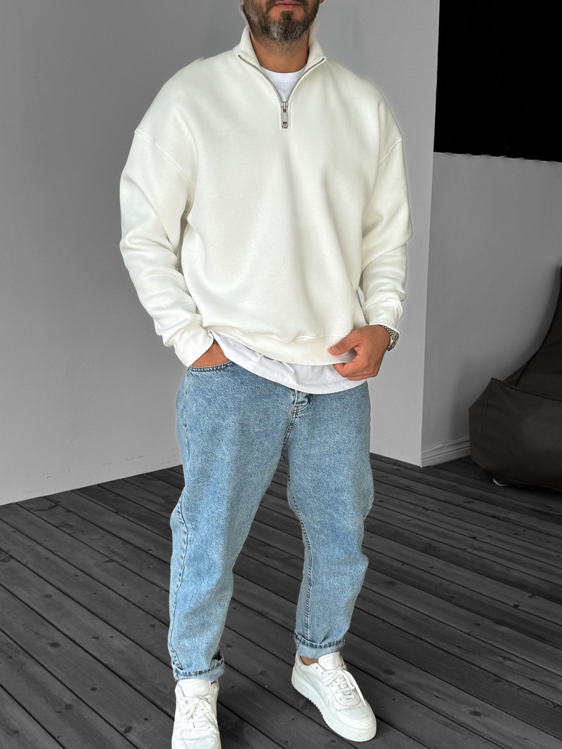 Quarter-Zip Sweatshirt - Off White