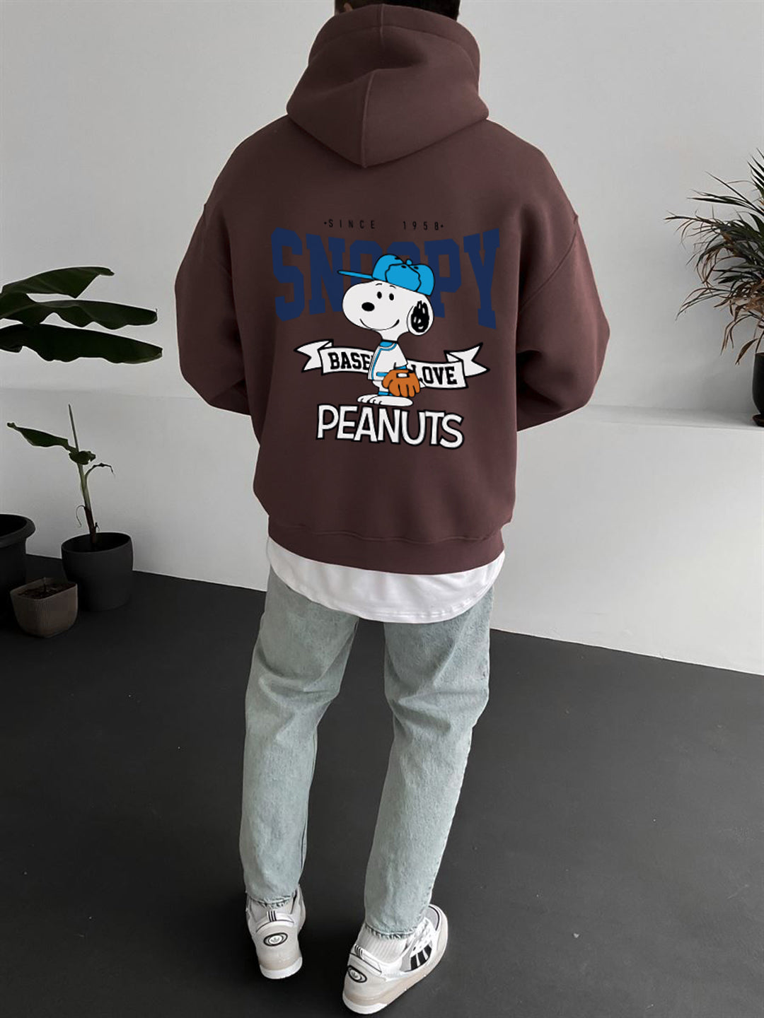 Brown "snoopy" Printed Oversize Hoodie