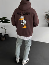 Brown "mind-fucked" Printed Oversize Hoodie Broek