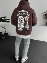 Brown "tomorrow-will-be-butter" Printed Oversize Hoodie Broek