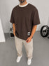 Distressed Texture Tee – Dark Brown full front view