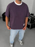 Distressed Texture Tee – Dark Purple front view