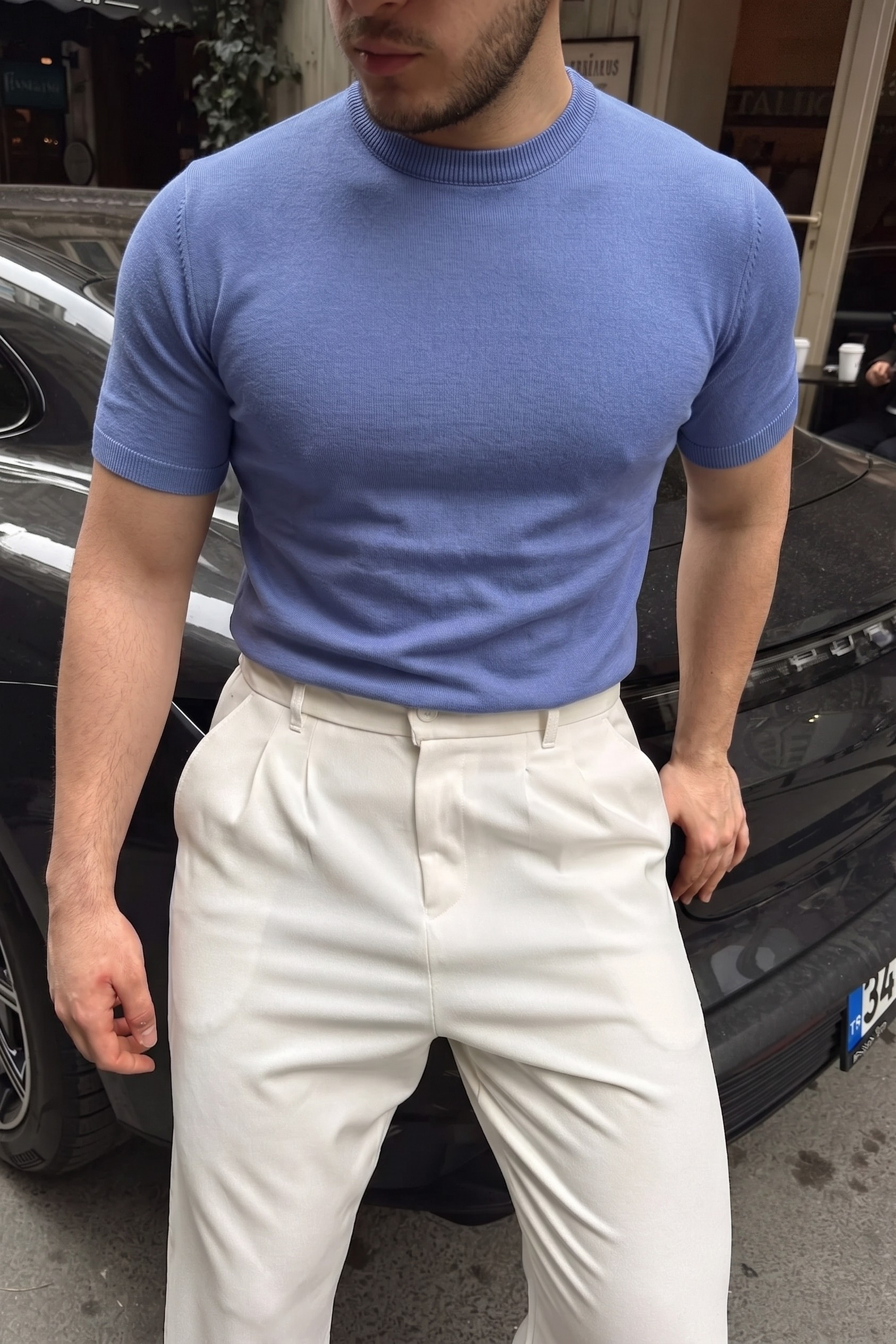 Dark Purple Crewneck Knitted Tee