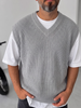 Grey Sleeveless Knit Vest – V-Neck