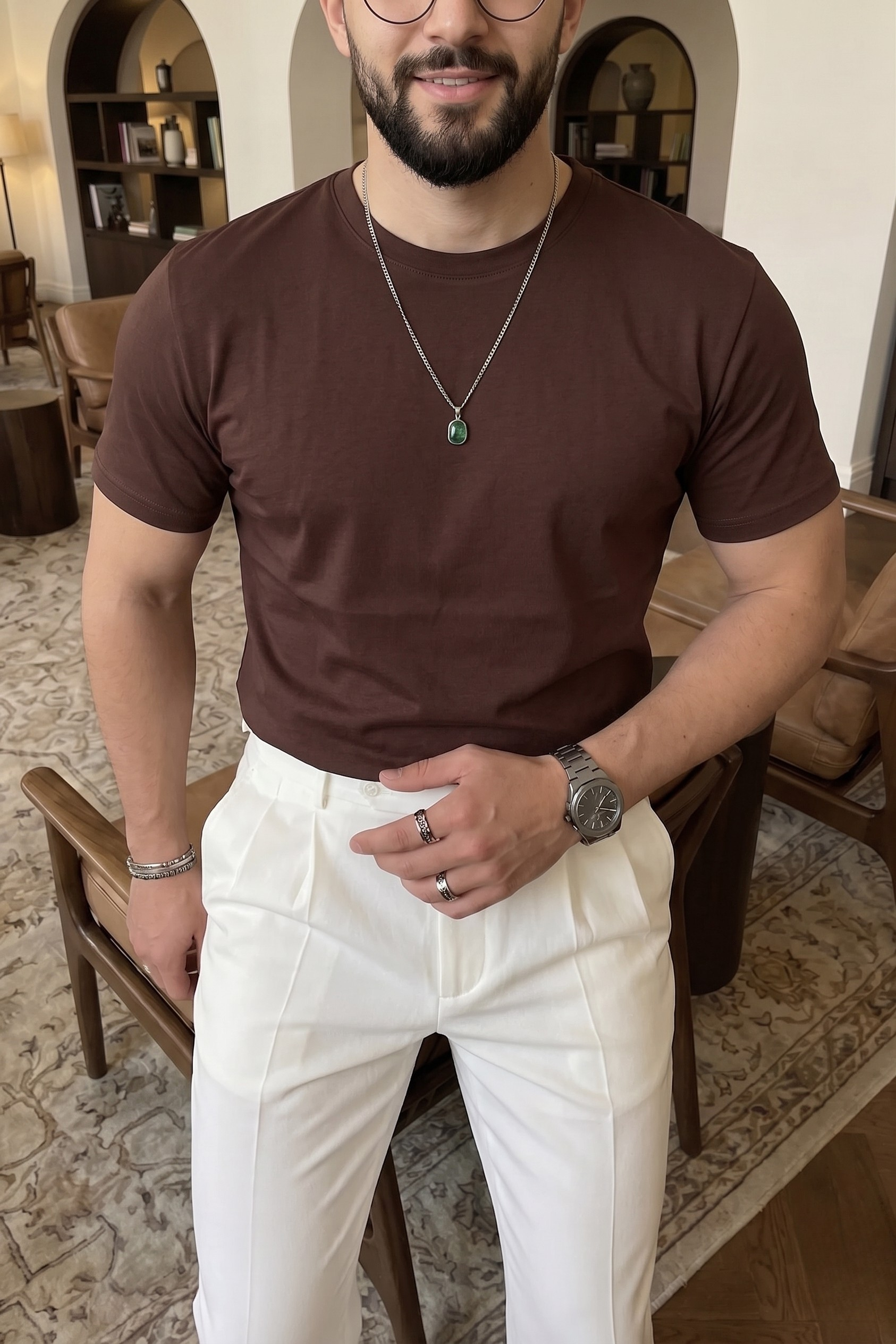 Dark Brown Regular Fit T-Shirt