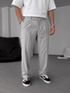 Wide Leg Chino Trousers - Light Grey
